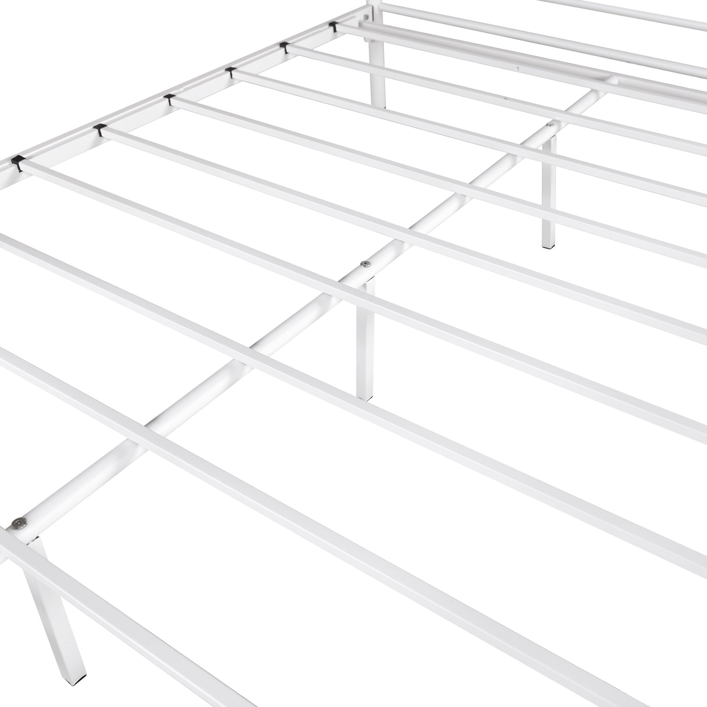 Heavy Duty Twin-Over-Full Metal Bunk Bed, Easy Assembly with Enhanced Upper-Level Guardrail, White - Free Shipping - Aurelia Clothing