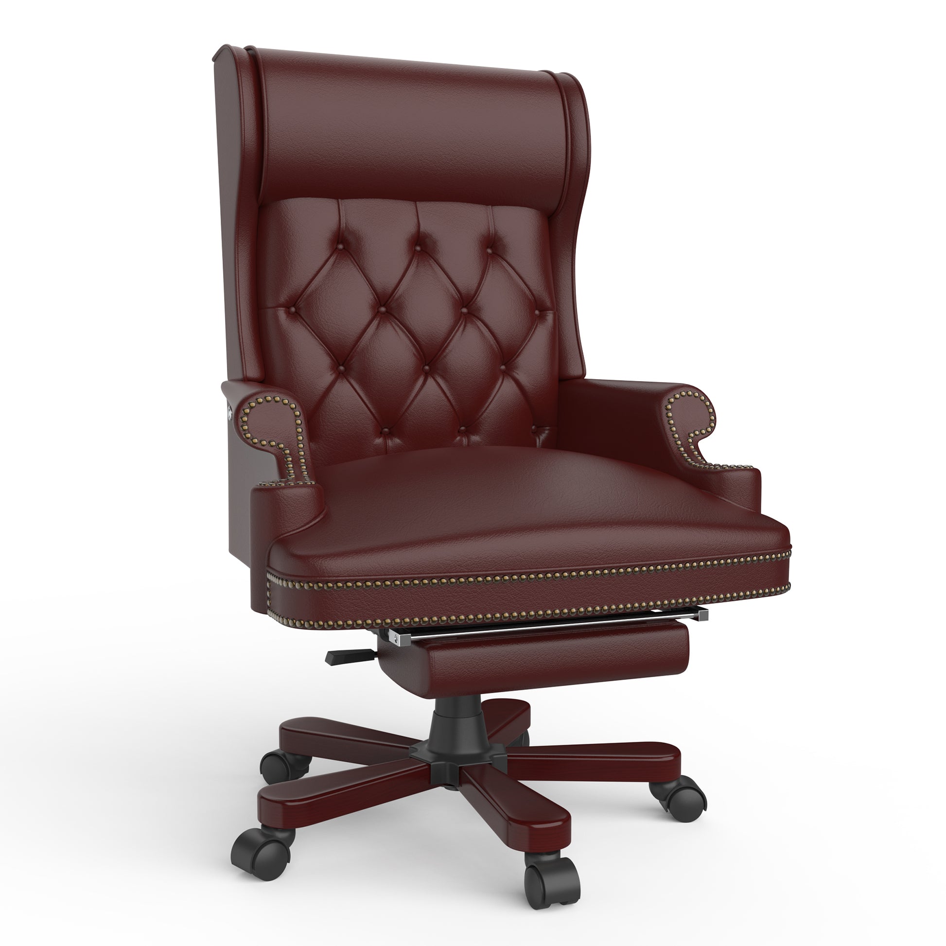 330LBS Executive Office Chair with Footstool, Ergonomic Design High Back Reclining Comfortable Desk Chair -  Burgundy - Free Shipping - Aurelia Clothing