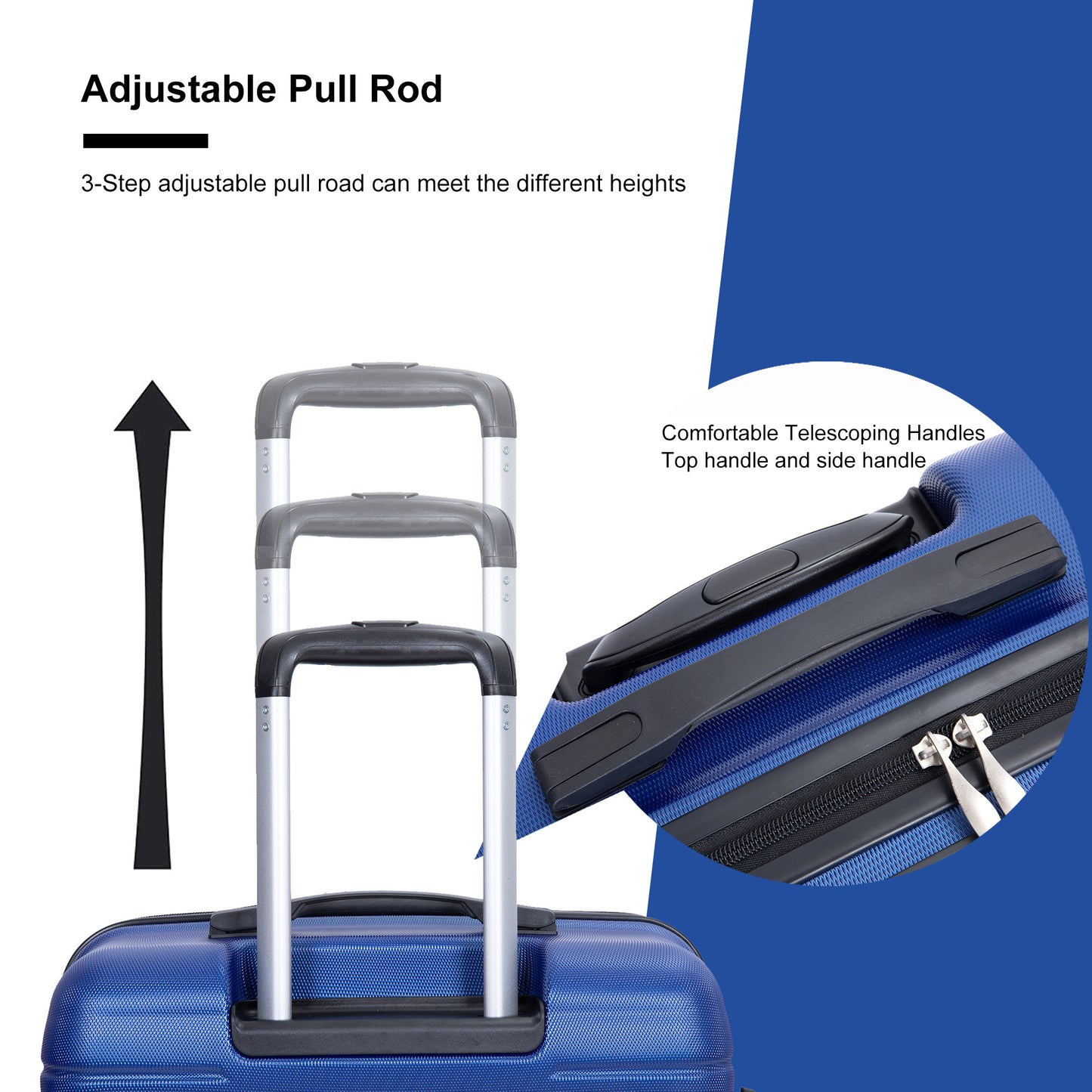 3 Piece Luggage Sets PC Lightweight & Durable Expandable Suitcase with Two Hooks, Spinner Wheels, TSA Lock, (21/25/29) Dark Blue - Free Shipping - Aurelia Clothing