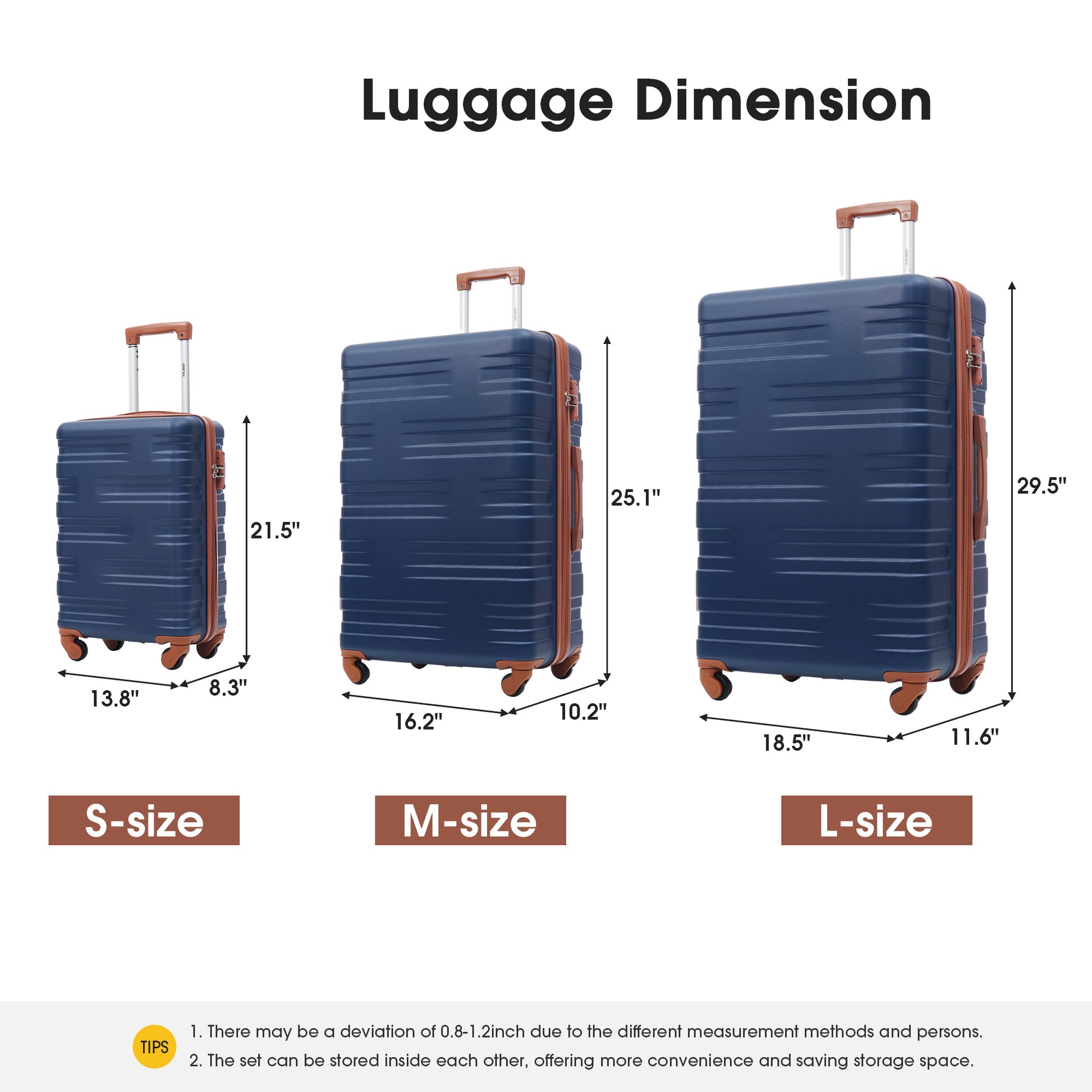 Hardshell Luggage Sets 3 Pcs Spinner Suitcase with TSA Lock Lightweight 20''24''28'' - Free Shipping - Aurelia Clothing