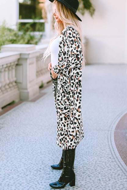 Leopard Open Front Long Sleeve Cover Up - Free Shipping - Aurelia Clothing