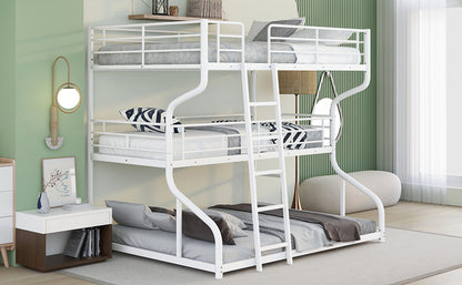 Full XL over Twin XL over Queen Size Triple Bunk Bed with Long and Short Ladder,WhiteTwin over Twin House Bunk Bed with Trundle and Slide, Storage Staircase, Roof and Window Design, Gray(Old  - Aurelia Clothing