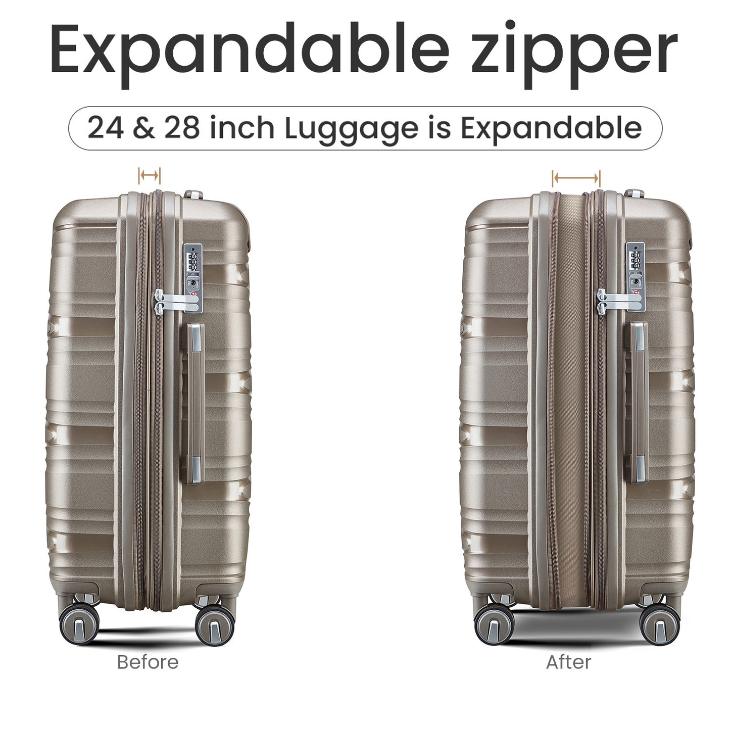 Luggage 4 Piece Sets(14/20/24/28), Hard Shell Lightweight TSA Lock Carry on Expandable Suitcase with Spinner Wheels Travel Set for Men Women - Free Shipping - Aurelia Clothing