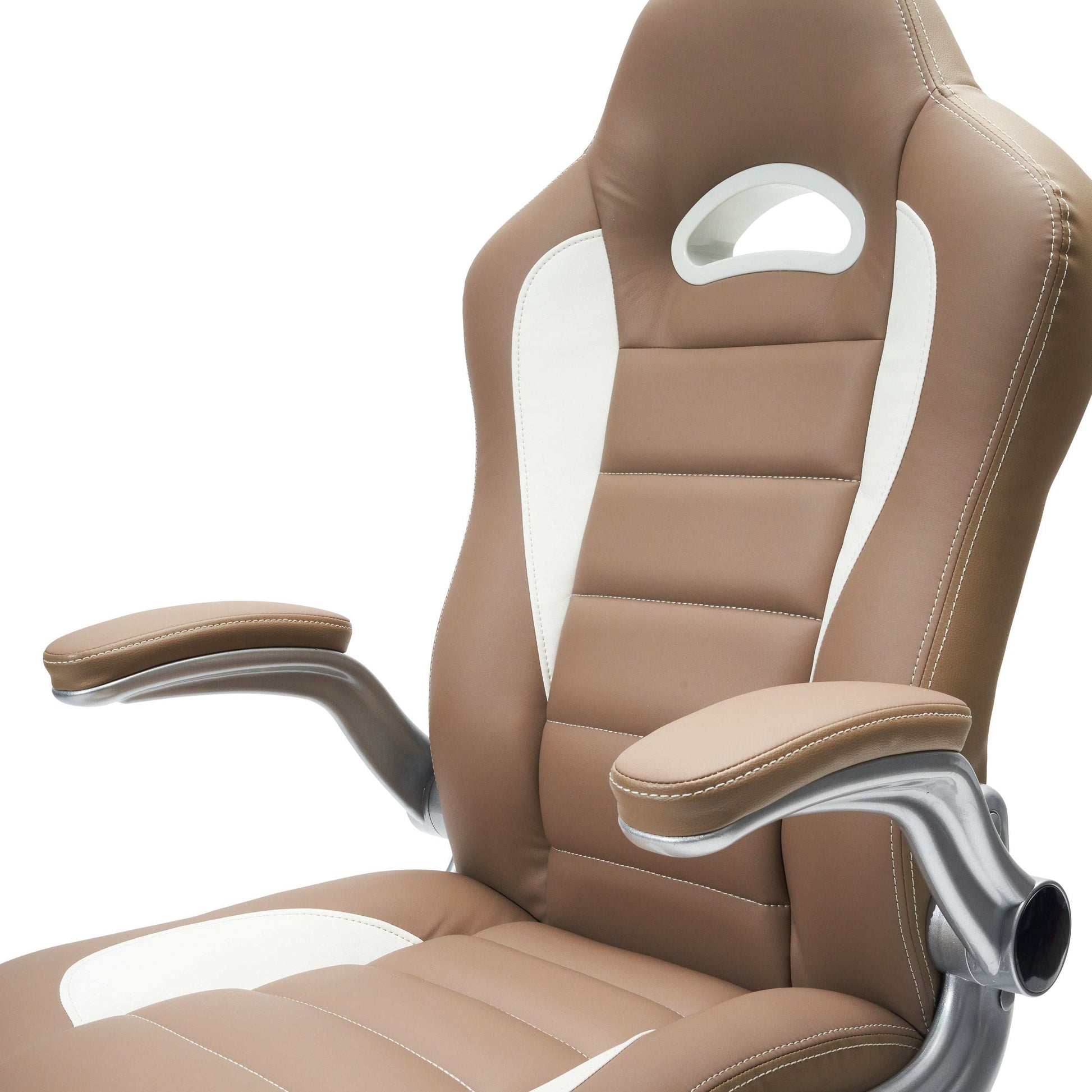 Techni Mobili High Back Executive Sport Race Office Chair with Flip-Up Arms, Camel - Free Sipping - Aurelia Clothing