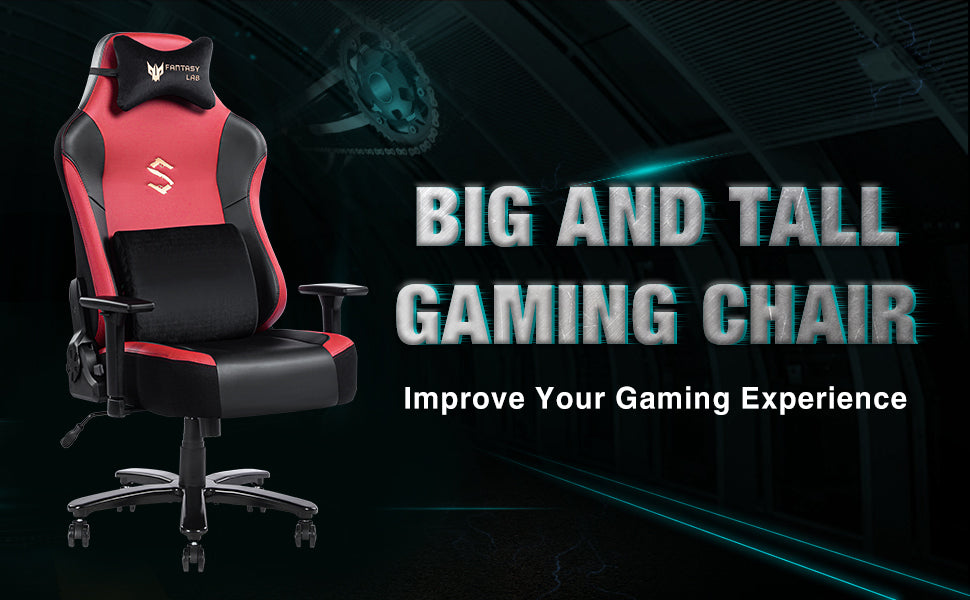 Big and Tall Gaming Chair 400lbs Gaming Chair with Massage Lumbar Pillow, Headrest, 3D Armrest, Metal Base, PU Leather - Free Shipping - Aurelia Clothing