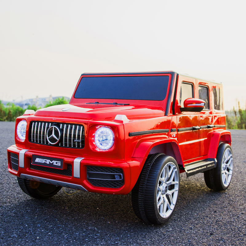 Licensed Mercedes Benz G63 Kids Ride On Car, 12V Electric Vehicle with Remote Control, Double Open Doors, Music, Bluetooth, Wheels Suspension, Battery Powered for Children Boy Girl (Red) - Aurelia Clothing