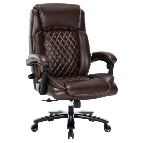 Executive Office Chair - 500lbs Heavy Duty Office Chair, Wide Seat Bonded Leather Office Chair with 30-Degree Back Tilt & Lumbar Support (Brown) Free Shipping - Aurelia Clothing