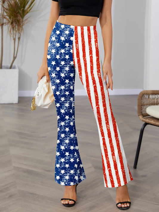 Star & Stripes High Waist Bootcut Pants - Aurelia Clothing