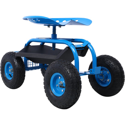 Rolling Garden Scooter Garden Cart Seat with Wheels and Tool Tray, 360 Swivel Seat,Blue - Free Shipping - Aurelia Clothing