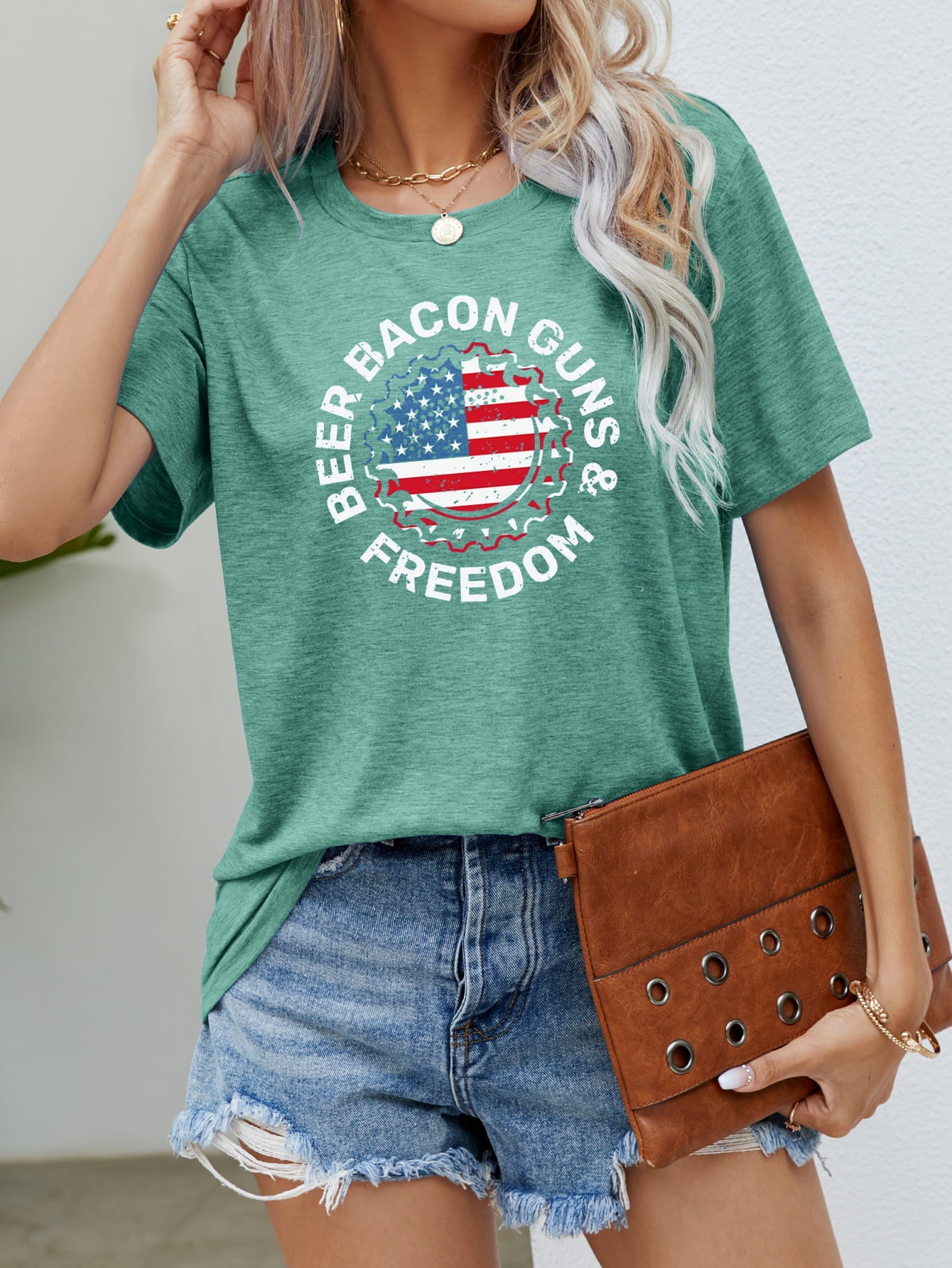 BEER BACON GUNS & FREEDOM US Flag Graphic Tee - Aurelia Clothing