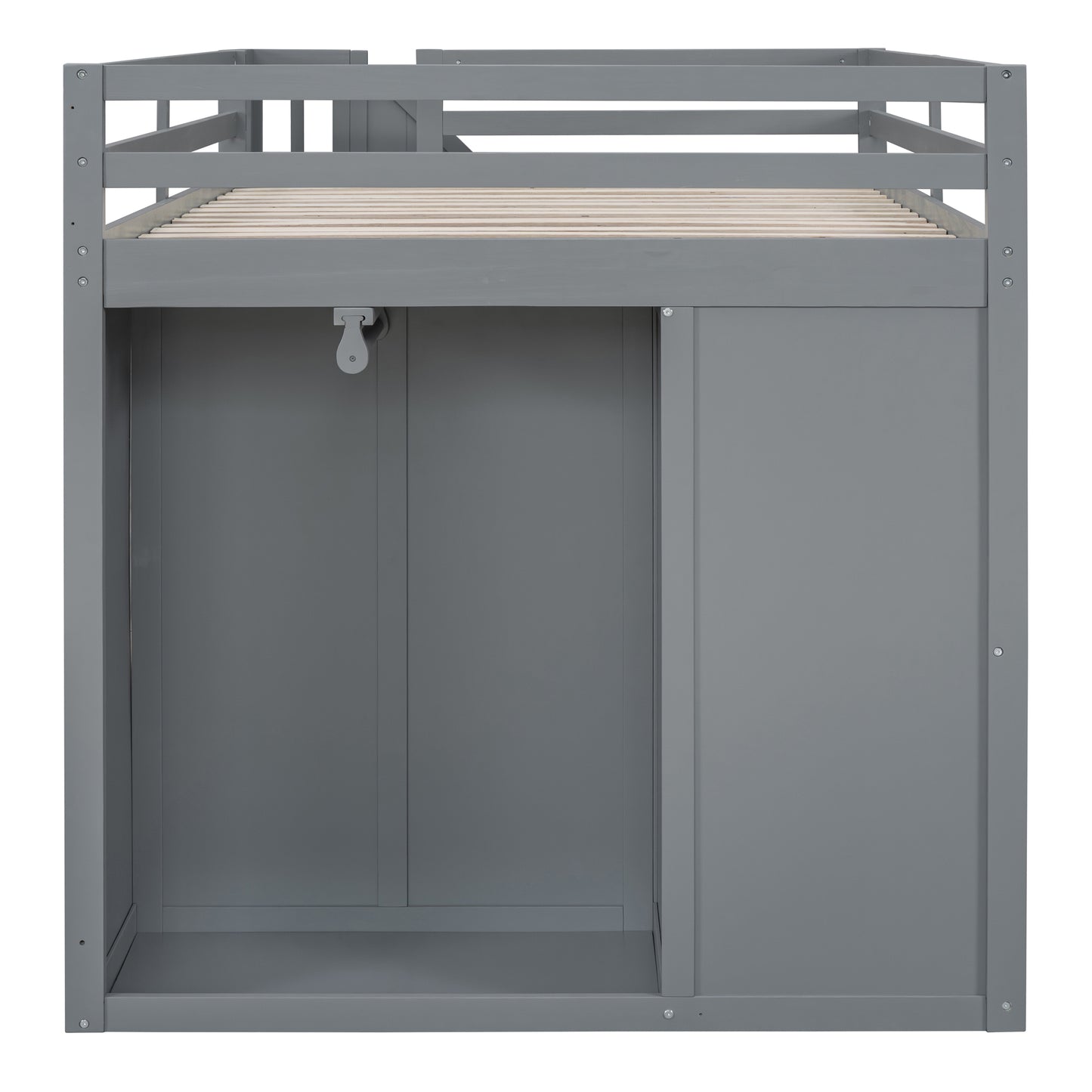 Full Size Wood Loft Bed With Built-in Wardrobes, Cabinets and Drawers, Gray - Free Shipping - Aurelia Clothing