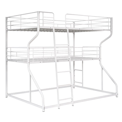 Full XL over Twin XL over Queen Size Triple Bunk Bed with Long and Short Ladder,WhiteTwin over Twin House Bunk Bed with Trundle and Slide, Storage Staircase, Roof and Window Design, Gray(Old  - Aurelia Clothing