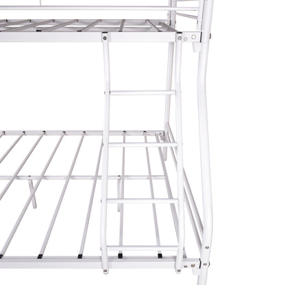 Heavy Duty Twin-Over-Full Metal Bunk Bed, Easy Assembly with Enhanced Upper-Level Guardrail, White - Free Shipping - Aurelia Clothing