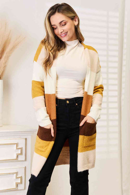 color-block dropped shoulder cardigan - Aurelia Clothing