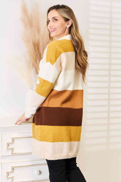 color-block dropped shoulder cardigan - Aurelia Clothing