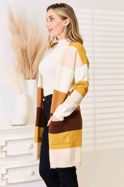 color-block dropped shoulder cardigan - Aurelia Clothing