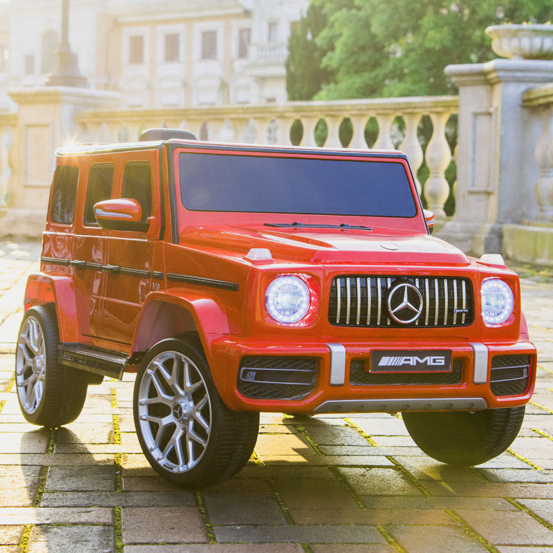 Licensed Mercedes Benz G63 Kids Ride On Car, 12V Electric Vehicle with Remote Control, Double Open Doors, Music, Bluetooth, Wheels Suspension, Battery Powered for Children Boy Girl (Red) - Aurelia Clothing