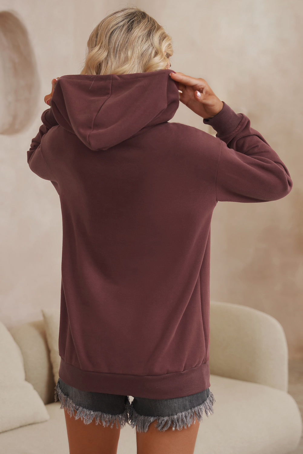 Dropped Shoulder Kangaroo Pocket Hoodie - Aurelia Clothing