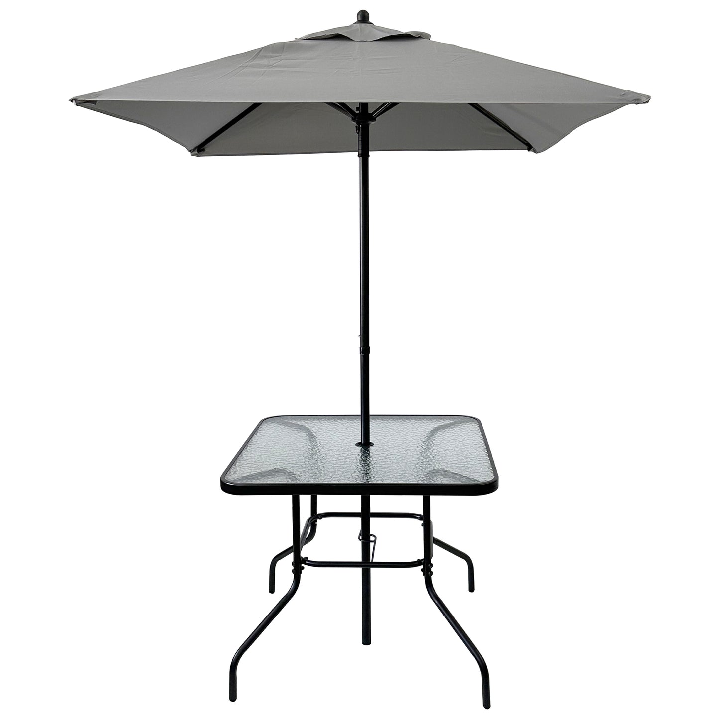 Outdoor Patio Dining Set for 4 People, Metal Patio Furniture Table and Chair Set with Umbrella, Black - Free Shipping - Aurelia Clothing