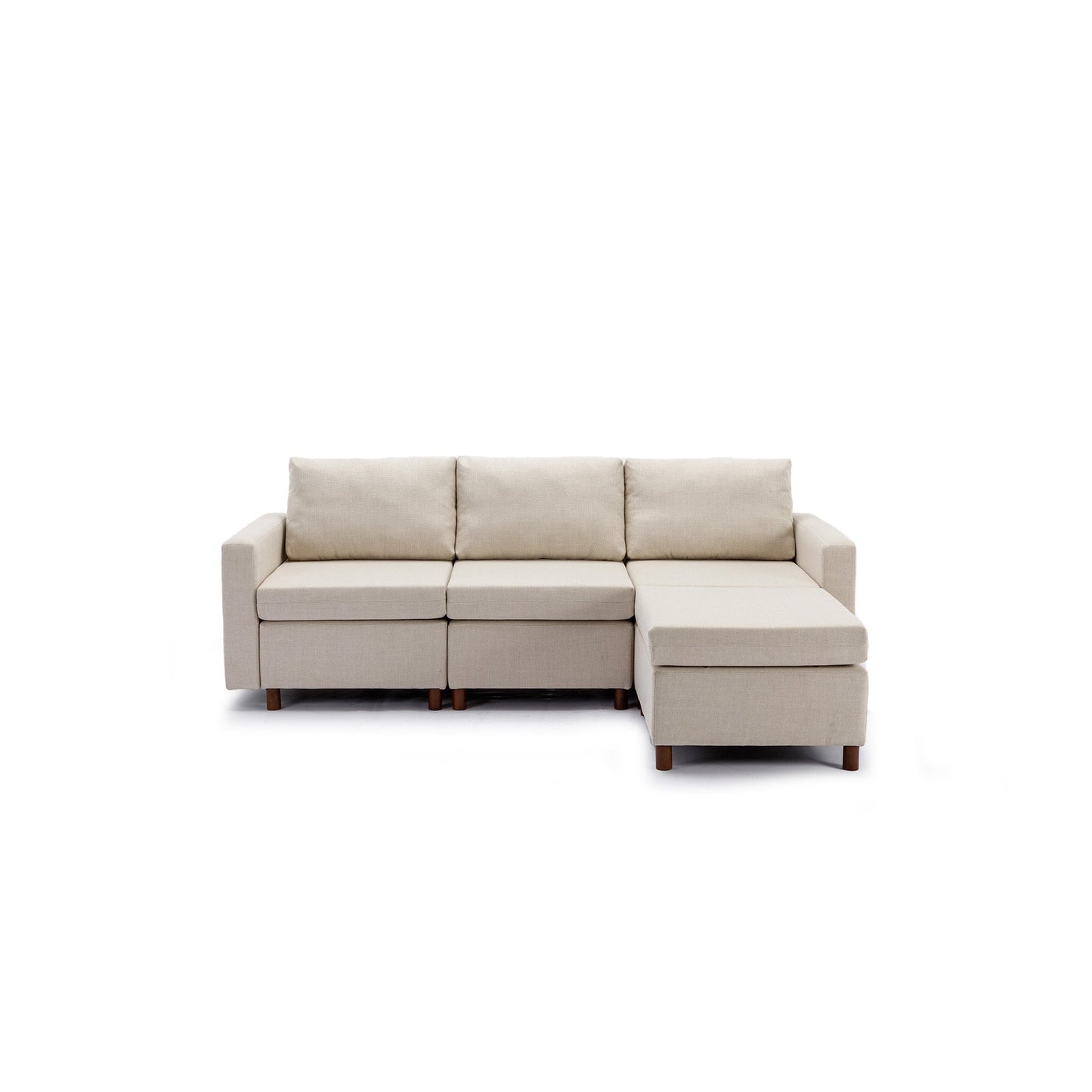 3 Seat Module Sectional Sofa Couch With 1 Ottoman for living room,Seat Cushion and Back Cushion Non-Removable and Non-Washable,Cream - Free Shipping - Aurelia Clothing