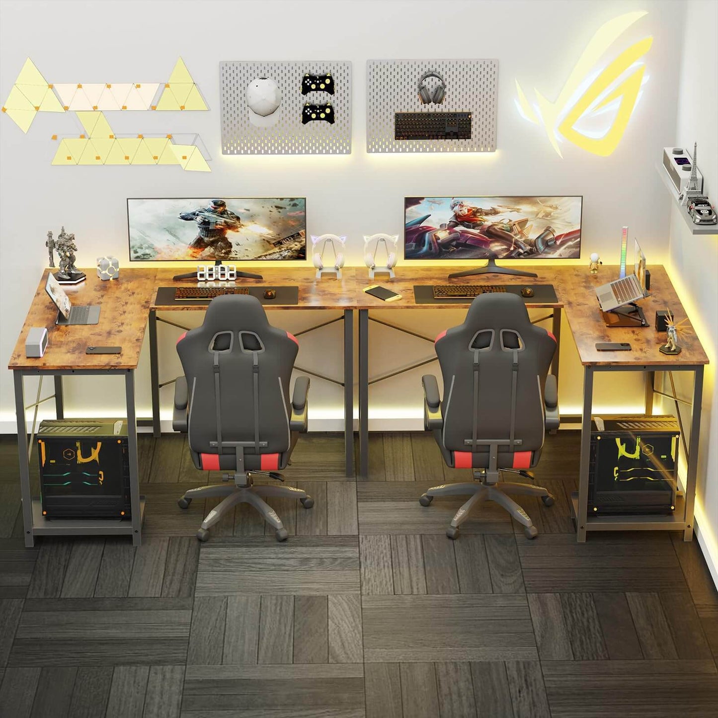 L Shaped Gaming Desk,Brown = Free Shipping - Aurelia Clothing