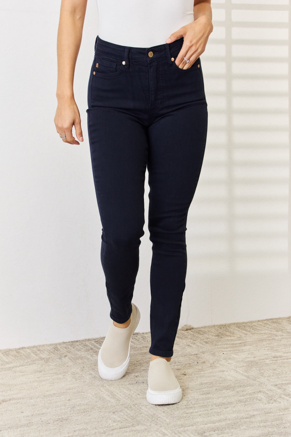 Judy Blue Full Size Garment Dyed Tummy Control Skinny Jeans - Aurelia Clothing