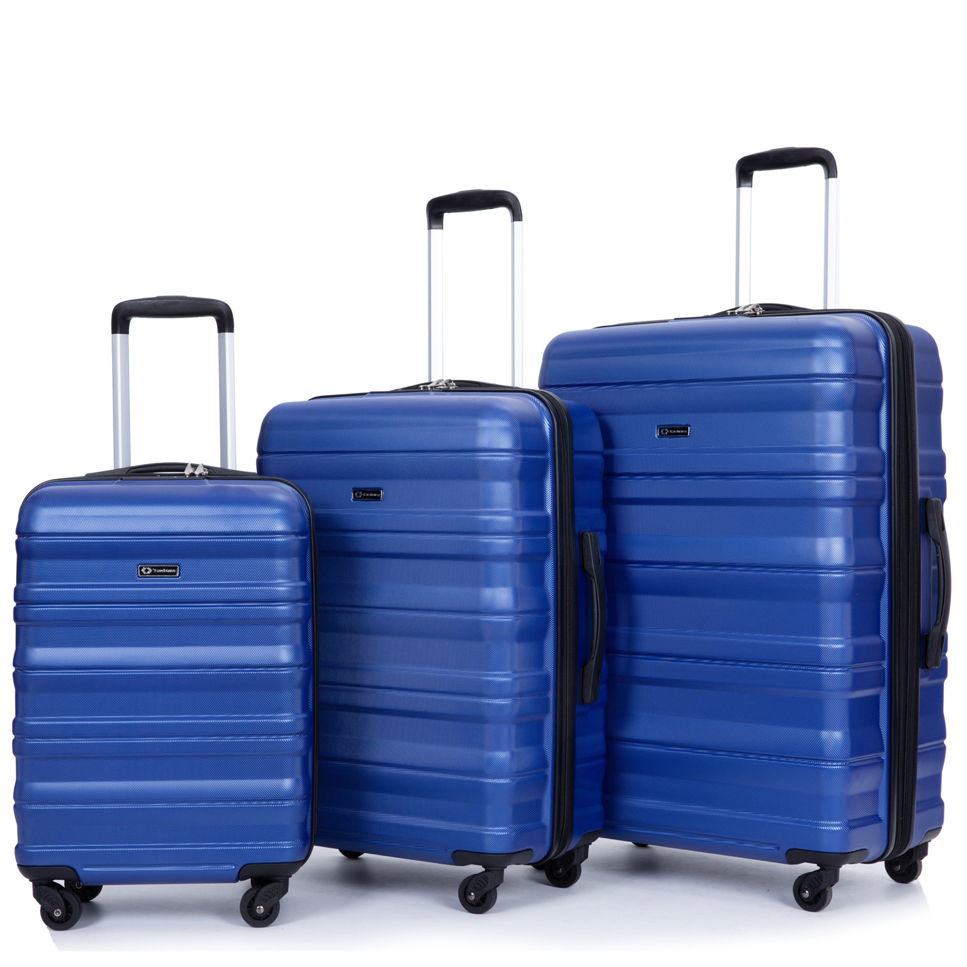 3 Piece Luggage Sets PC Lightweight & Durable Expandable Suitcase with Two Hooks, Spinner Wheels, TSA Lock, (21/25/29) Dark Blue - Free Shipping - Aurelia Clothing