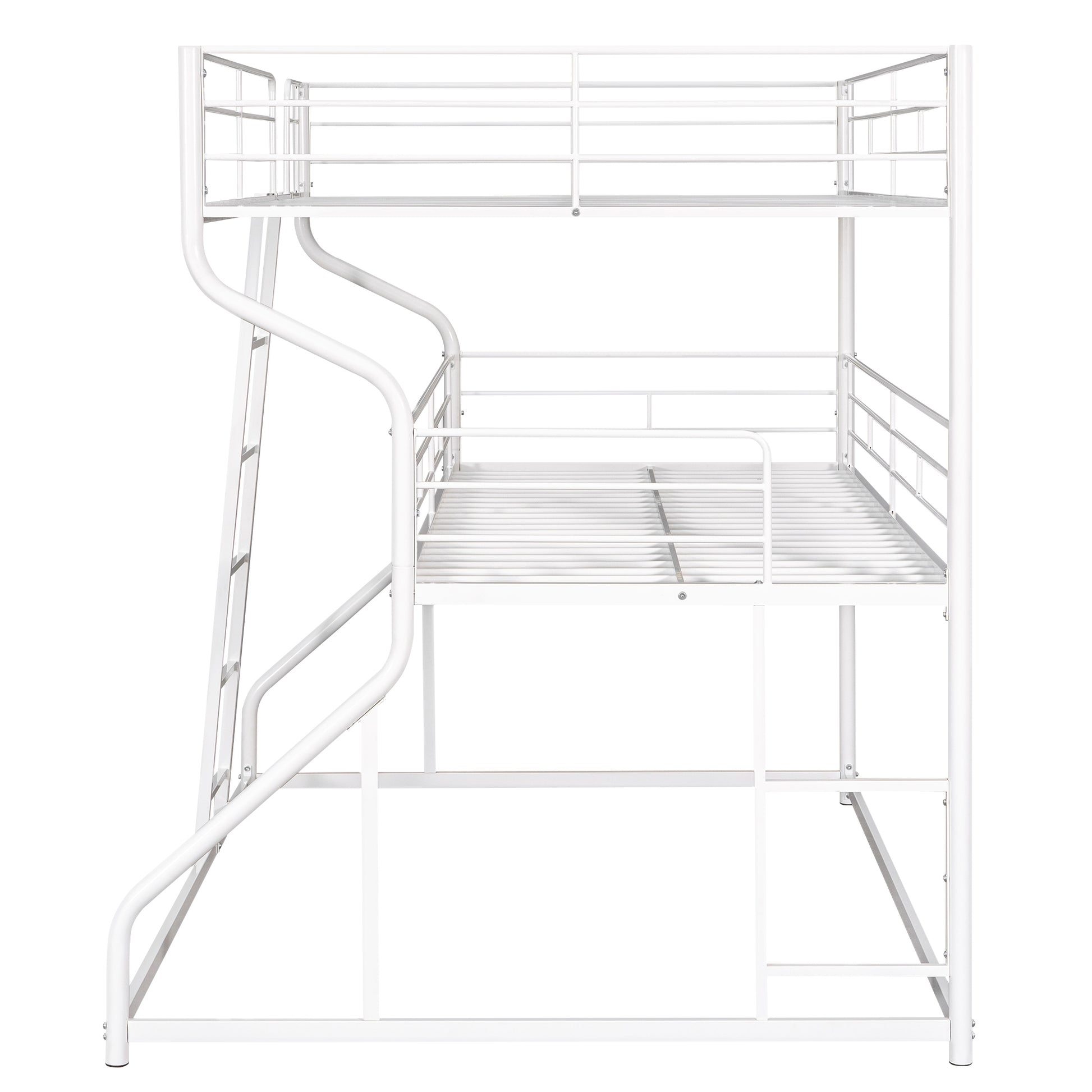 Full XL over Twin XL over Queen Size Triple Bunk Bed with Long and Short Ladder,WhiteTwin over Twin House Bunk Bed with Trundle and Slide, Storage Staircase, Roof and Window Design, Gray(Old  - Aurelia Clothing