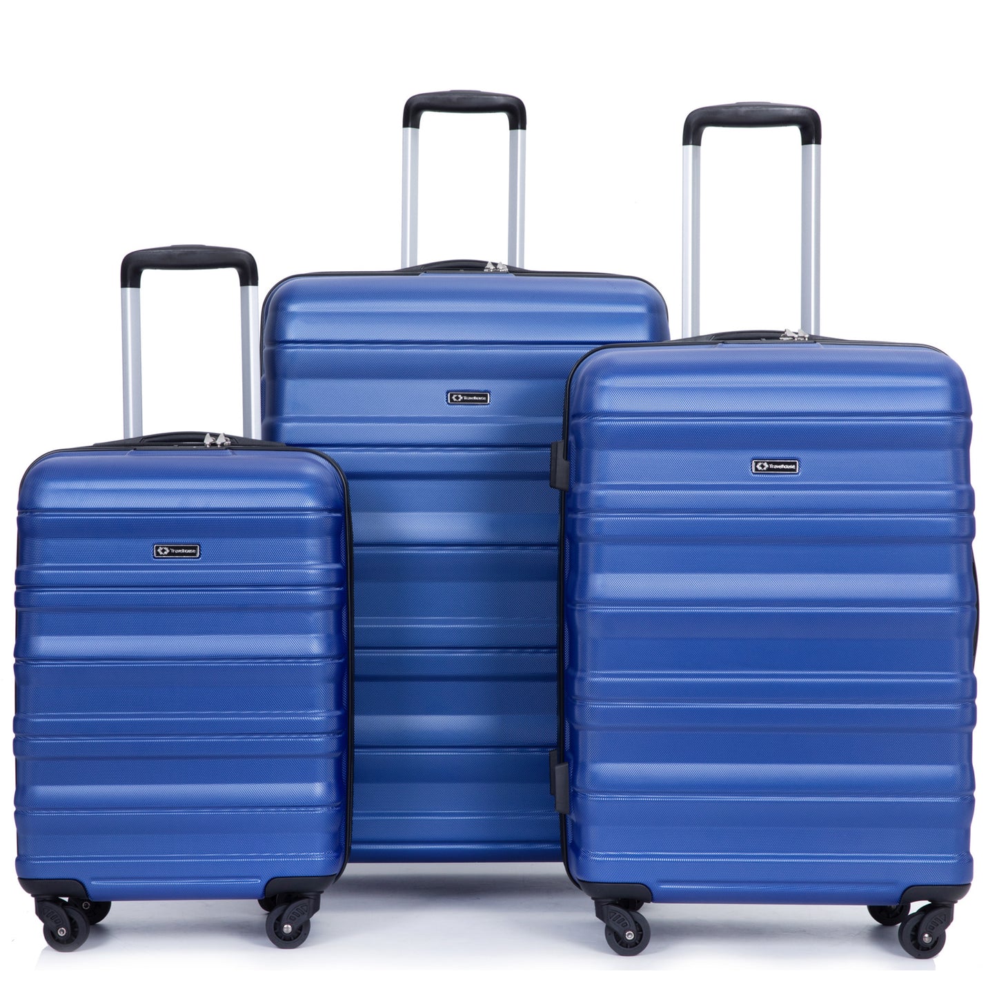 3 Piece Luggage Sets PC Lightweight & Durable Expandable Suitcase with Two Hooks, Spinner Wheels, TSA Lock, (21/25/29) Dark Blue - Free Shipping - Aurelia Clothing