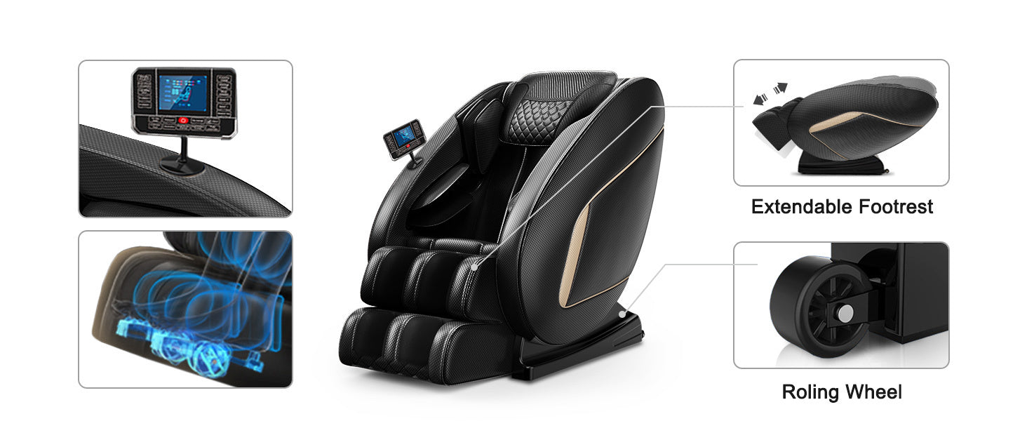 Massage Chair Blue-Tooth Connection and Speaker, Easy to Use at Home and in The Office and Recliner with Zero Gravity with Full Body Air Pressure, 001, 50D x 26W x 40H in, Black3 - Free Shipp - Aurelia Clothing