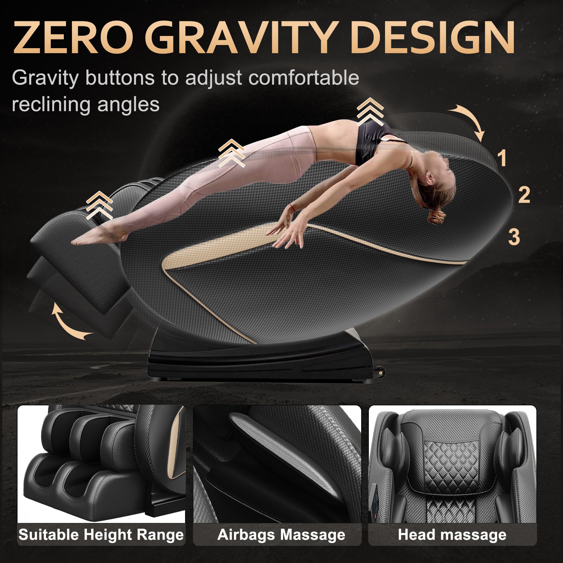 Massage Chair Blue-Tooth Connection and Speaker, Easy to Use at Home and in The Office and Recliner with Zero Gravity with Full Body Air Pressure, 001, 50D x 26W x 40H in, Black3 - Free Shipp - Aurelia Clothing