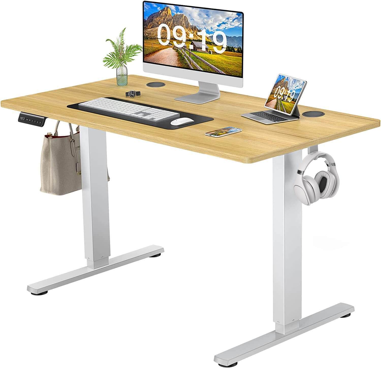 Electric Height Adjustable Standing Desk,Sit to Stand Ergonomic Computer Desk,Yellow,48'' x 24" - Free Shipping - Aurelia Clothing