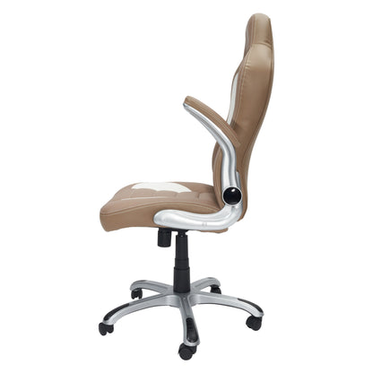 Techni Mobili High Back Executive Sport Race Office Chair with Flip-Up Arms, Camel - Free Sipping - Aurelia Clothing