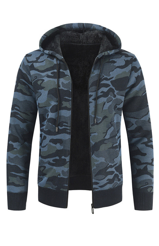 Men's Hooded Sweater Cardigan Camo Hooded Athleisure Sweater - Free Shipping - Aurelia Clothing