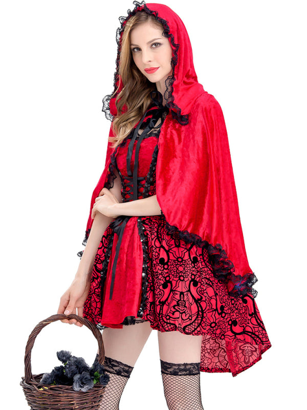 Halloween Jacquard Cape Little Red Riding Hood Costume Large - Free Shipping - Aurelia Clothing