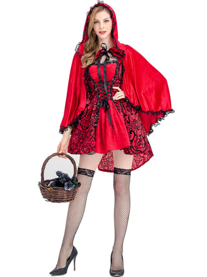 Halloween Jacquard Cape Little Red Riding Hood Costume Large - Free Shipping - Aurelia Clothing