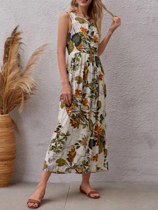New holiday style skirt women's fashion print sleeveless dress - Free Shipping - Aurelia Clothing