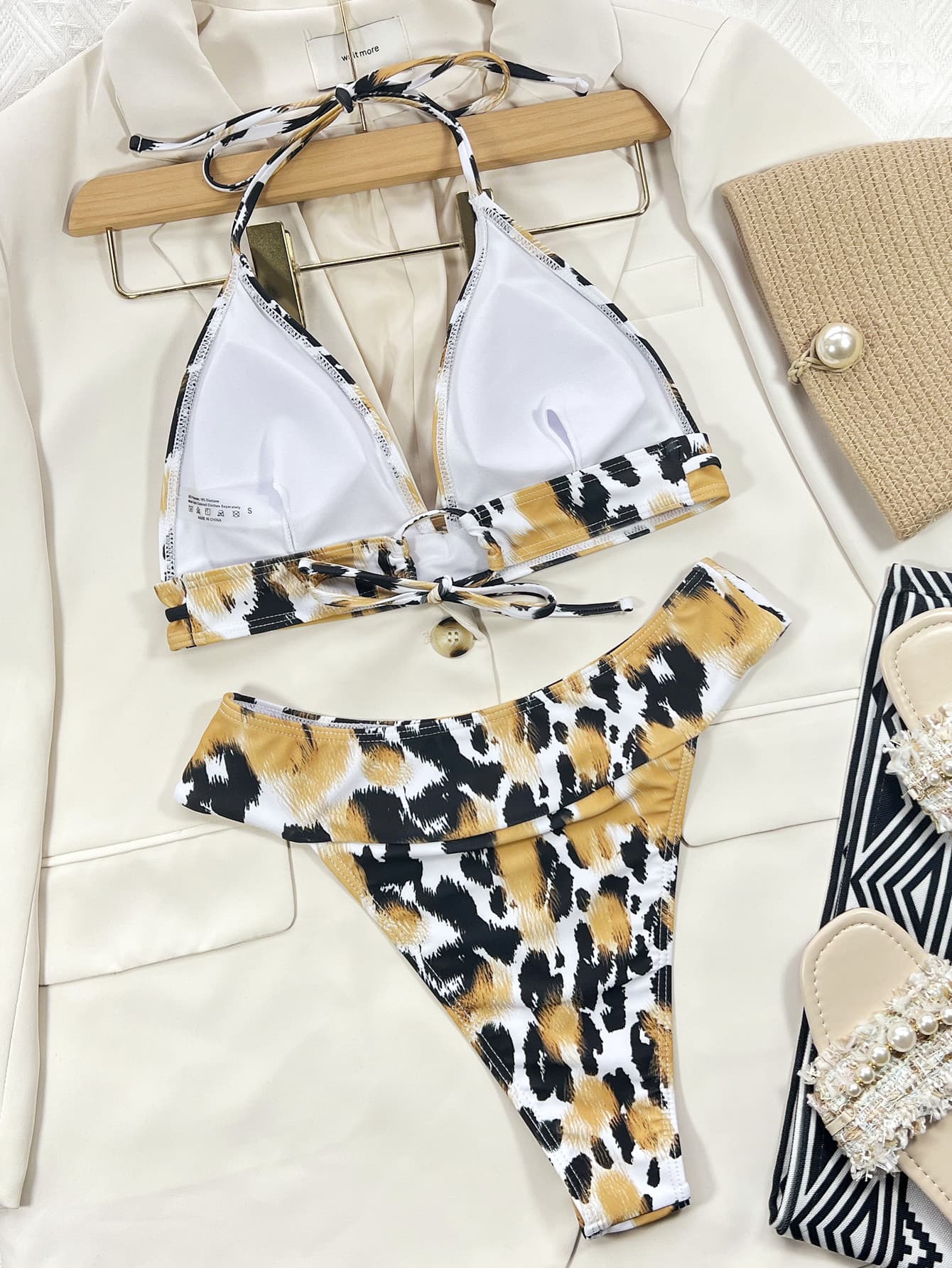 Animal Print Halter Neck Bikini Set - Aurelia Clothing