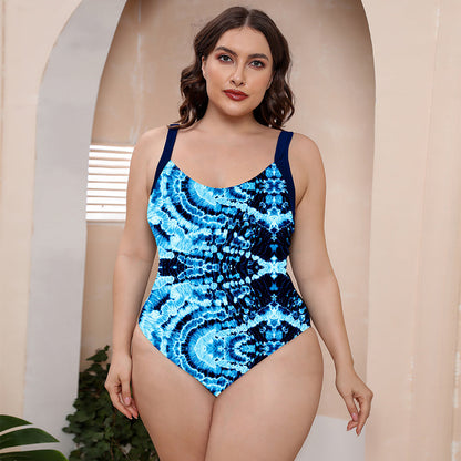 Full Size Printed Scoop Neck Sleeveless One-Piece Swimsuit - Aurelia Clothing