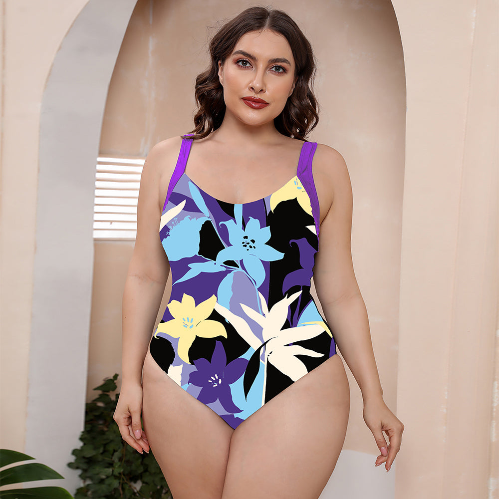 Full Size Printed Scoop Neck Sleeveless One-Piece Swimsuit - Aurelia Clothing