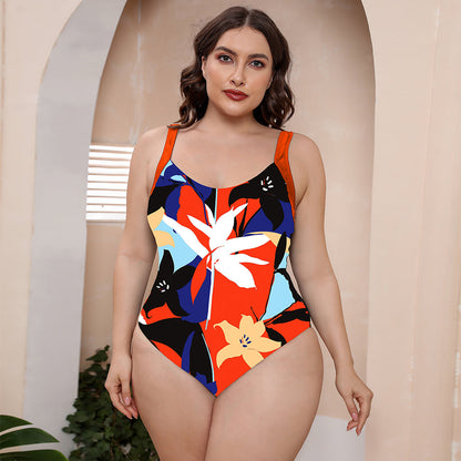 Full Size Printed Scoop Neck Sleeveless One-Piece Swimsuit - Aurelia Clothing