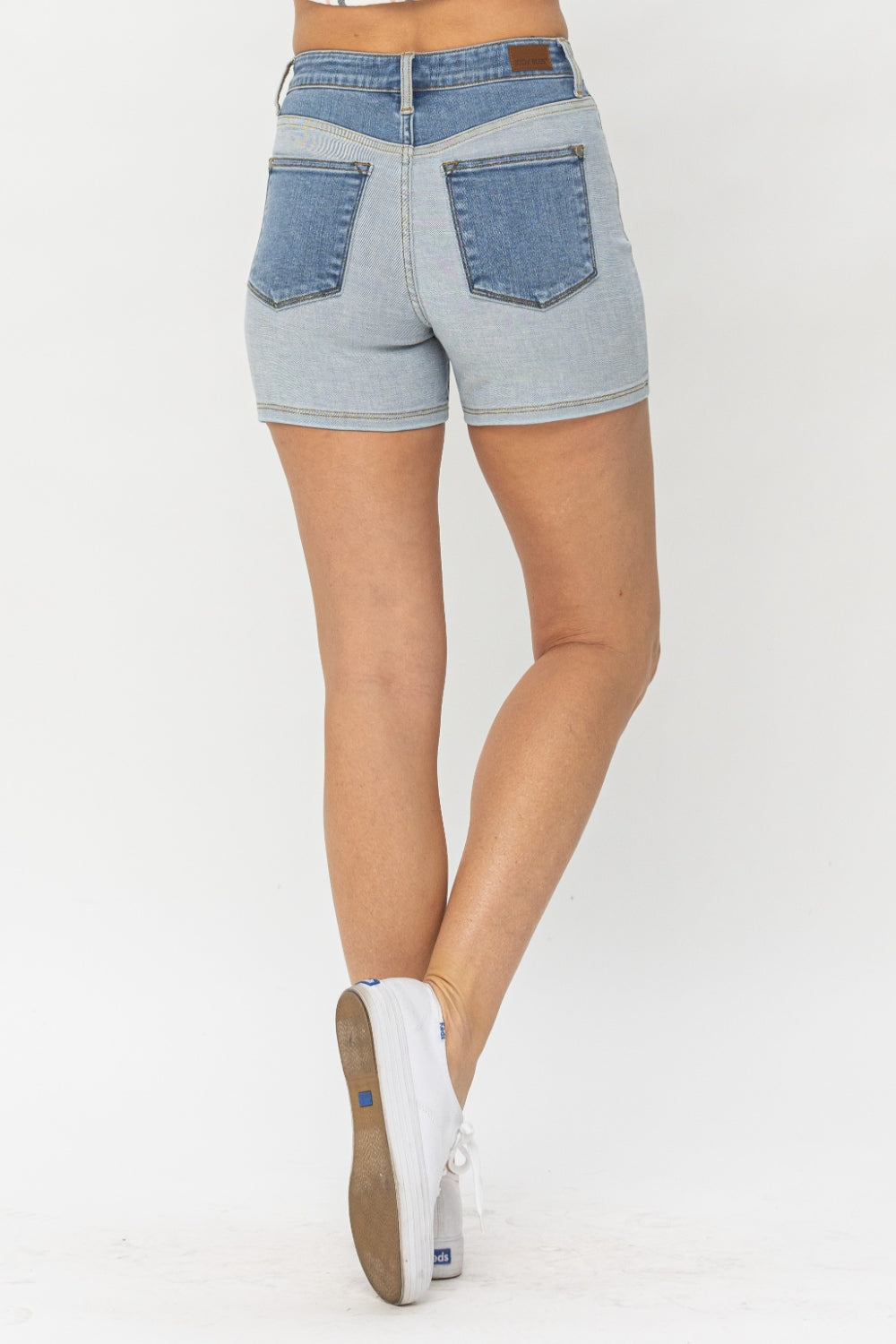 Judy Blue Full Size Color Block Denim Shorts - Aurelia Clothing