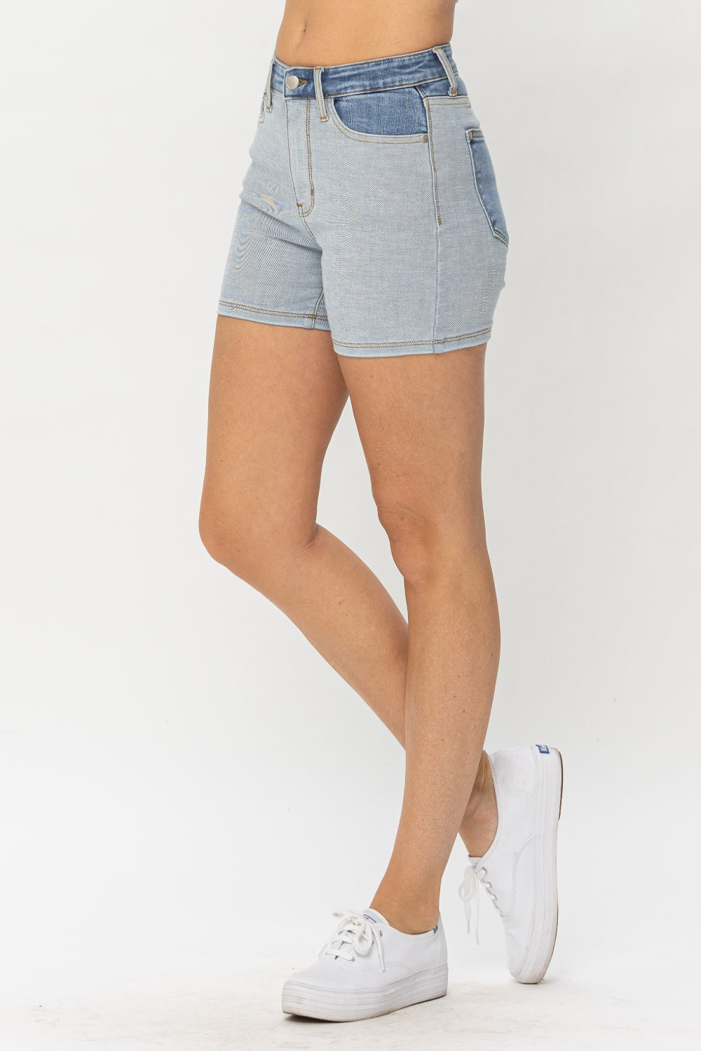 Judy Blue Full Size Color Block Denim Shorts - Aurelia Clothing